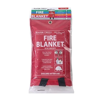 Image of SAFE TECH Fire Blanket, Blanket for Home and Kitchen, Kitchen with Heat Insulation, Extinguisher Car, Boat, 1m x Emergency Survival