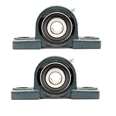 Image of 2x UCP203 NP17 Pillow Block Housed Bearing 17mm Bore Cast Iron Housing 2 Bolt