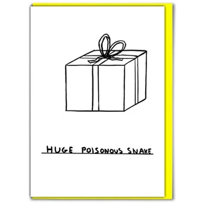 Image of Brainbox Candy Official David Shrigley Funny Hilarious Birthday Card &#039;Huge Poisonous Snake&#039; Friends Him Her Boyfriend Girlfriend Partner Sold