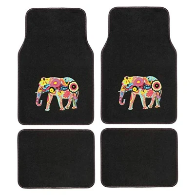 Image of CAR+ PLUSHG1 Premium Quality Elephant Design Floor Mat 4 Pieces Set