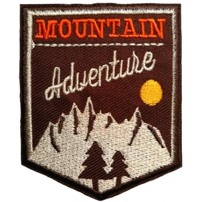 Image of BPA 2Pcs Embroidered Patches Iron on Sew for Clothing Jackets etc. Mountain Adventure