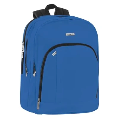 Image of Comix School Backpack for Children and Teenagers, Front Pocket Bottle Holder, Padded Reinforced Backrest, Adjustable Shoulder Straps, Zip Closure Rain Cover, 31 x42H x19.5 cm,