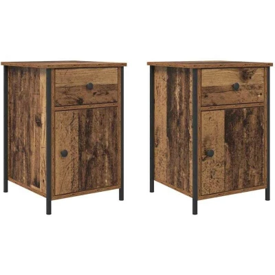 Image of vidaXL Bedside Cabinets 2 pcs Old Wood 40x42x60 cm Engineered