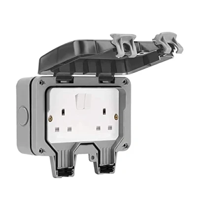 Image of BALLSHOP Outdoor Sockets Weatherproof 13A Double Gang Twin Switched Socket IP66 Outside Wall Plug Box