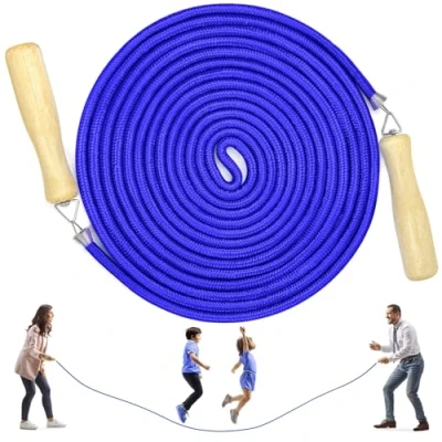 Image of LeapBeast Groups Rope Skipping, Multiplayer skipping Best Team Long Jump with Wooden Handle for School Sport and Outdoor Activity 5Meters 7Meters 10Meter (B Mod. Blue, 5M)
