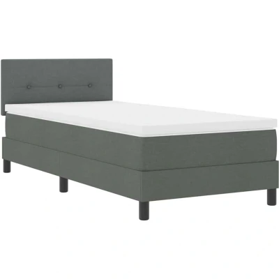 Image of vidaXL Box Spring Bed with Mattress &amp; LED Dark Grey 100x200 cm Fabric