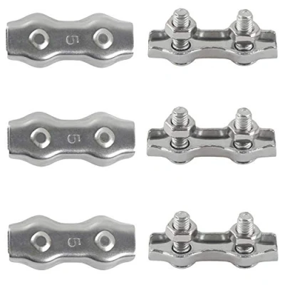 Image of M5 Duplex Clamp 304 Stainless Steel Heavy Duty Wire Rope Clips Bolt Cable for Clotheslines Fixed Patio Hanging Sun Sails 6PCS