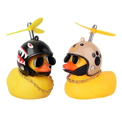 Image of YGMXZL 2PCS Rubber Duck with Propeller Helmet,Yellow Toy Car Ornaments,Car Decoration Dashboard,Cool Funny Accessories,Best Gift for Kids and Adults (Style 4)
