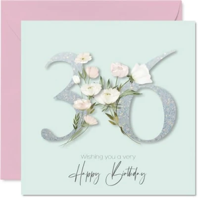Image of 36th Birthday Cards for Women Fancy Floral Flowers Happy Card 36 Year Old Woman Cousin Niece Sister Friend, 145mm Bday Greeting