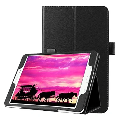 Image of subtel® Book Tablet Case with Stand Compatible for Samsung Galaxy Tab S2 8.0 (SM T710 / SM T713 T715) Synthetic Leather Protective Folding Flip Folio Wallet Tri Fold Bookcase Cover Sleeve Black