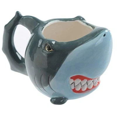 Image of Caribou Living Great White Shark Mug Novelty 3D Ceramic Sealife Cup Holds, 400ml for Hot Drinks, Tea, Coffee, Chocolate