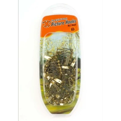 Image of X Hooks No.1 Small Brass Plated Picture (Pack of 50) 12884