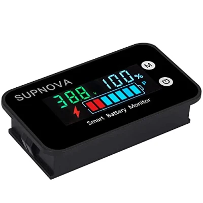 Image of SUPNOVA Battery Monitor12v 24v 36v 48v 60v 72v,Car Golf cart Indicator Meter Digital Capacity 8 100V Voltage Monitor Percentage Tester with Buzzer Alarm and Temperature