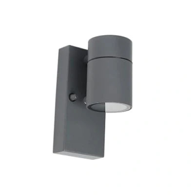 Image of Qazqa Outdoor Wall Lamp I Light with Twilight Switch Anthracite IP44 Solo Garden Modern Suitable for LED GU10 1 Stainless Steel Security