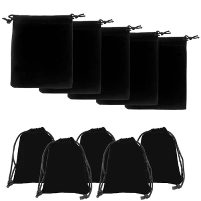 Image of 10 Pieces Jewellery Gift Bags,Jewellery Pouch,Gift Pouches,Jewellery Bags And Pouches Small,Jewellery Bag,Jewellery Drawstring Bags(7x9 Cm,Black)