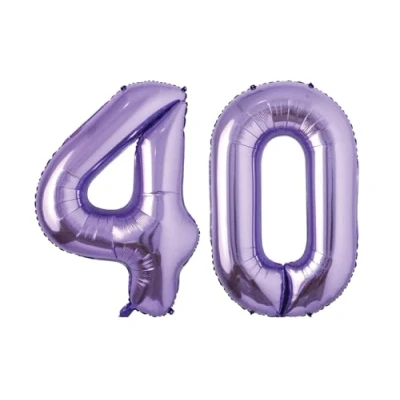 Image of Purple Number 40 Large Helium Foil Balloon Birthday Party Wedding Anniversary Decoration 101cm