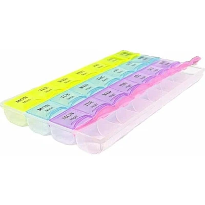 Image of V7® Pill Box 28 Slot 7 Days Weekly Tablet Medicine Vitamin Supplements Pills Compartments Containers Holder Dispenser Storage Organiser Reminder Large Capacity Portable Travel Case