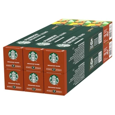 Image of STARBUCKS Breakfast Blend by Nespresso, Medium Roast, Coffee Capsules 6 x 10 (60 Capsules)