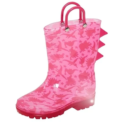 Image of ScruffyTed Girls Light Up Dinosaur Wellington Boots 9 UK Child