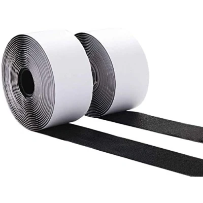 Image of Adhesive Hook and Loop Tape, Self Sticky Tape Heavy Duty Reusable Double Sided Back Fastening Black 5cm 10m