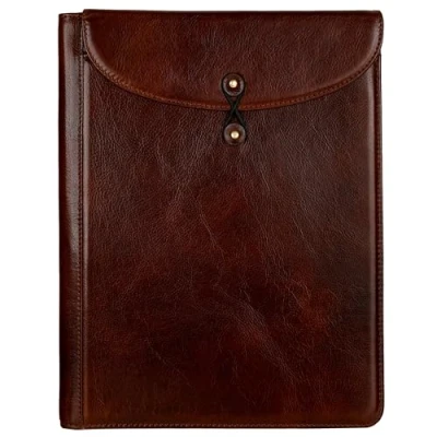 Image of Time Resistance Leather Portfolio Full Grain Document Briefcase Tablet size bag