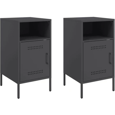 Image of vidaXL Bedside Cabinets 2 pcs Black 36x39x68 cm Steel