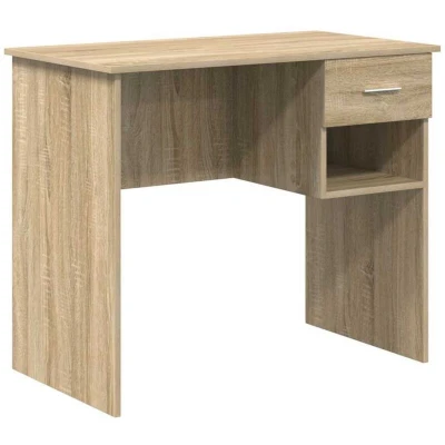 Image of vidaXL Desk with Storage Sonoma Oak 90x49.5x75 cm Engineered wood