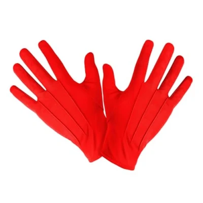 Image of Short Red Spandex &amp; Velvet Gloves for Fancy Dress Costumes Accessory