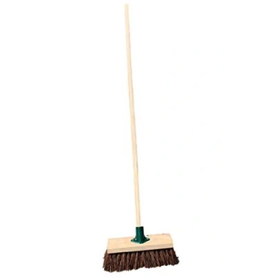 Image of 10&quot; Stiff Sweeping Yard Brush, Natural Hard Broom Brush with Handle