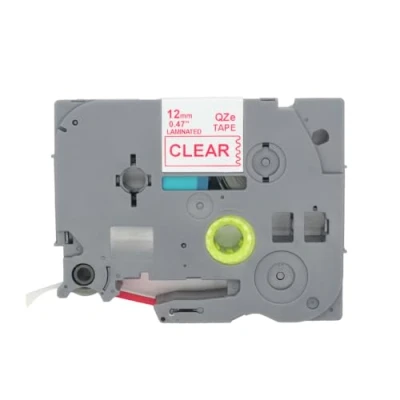 Image of BROVACS 1 Pack Red on Clear Laminated Label Tape Compatible for Brother P Touch Printer TZ 132 TZe 12mm 1/2&quot; OPA4132