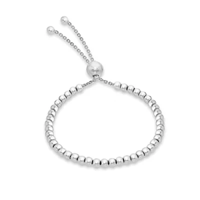 Image of Tuscany Silver Women&#039;s Sterling Rhodium Plated Ball and Chain Adjustable Bracelet, 5 cm/2 Inch 21.5 cm/8.5