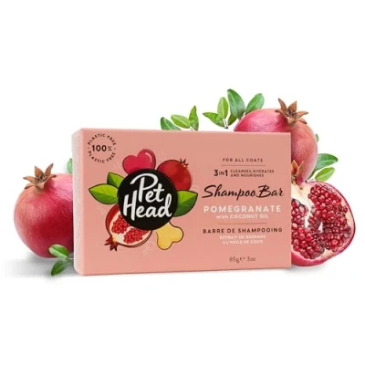 Image of Pet Head Pomegranate Shampoo Bar for Dogs 3in1 Cleanses, Hydrates and Nourishes all Dog Coats, With Oat Kernel Extract Coconut Oil. Free of parabens sulphates. Gentle formula Puppies (85g)