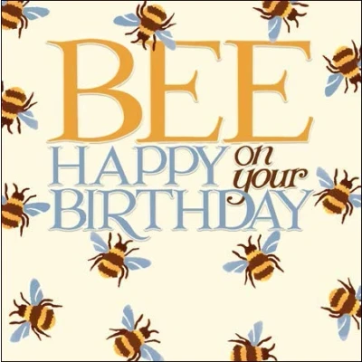 Image of Emma Bridgewater Open Female Birthday Card (WDM 465185) Bee Happy Embossed Finish from Woodmansterne
