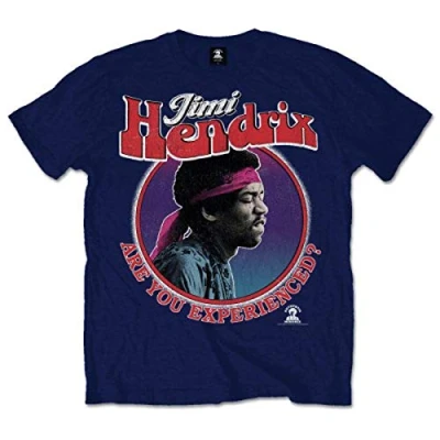Image of Jimi Hendrix Men&#039;s Are You Experienced Short Sleeve T Shirt, Blue (Navy), Medium