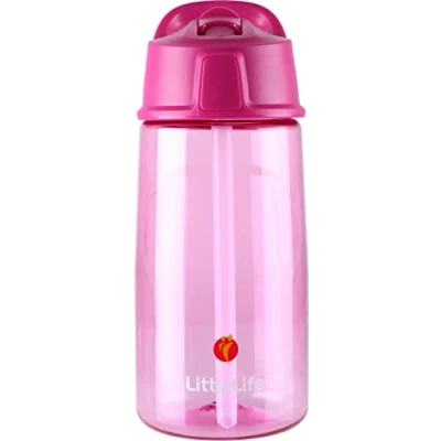Image of LittleLife Children&#039;s Water Bottle With Easy Access Lid And Straw Leak Proof BPA Free, Pink