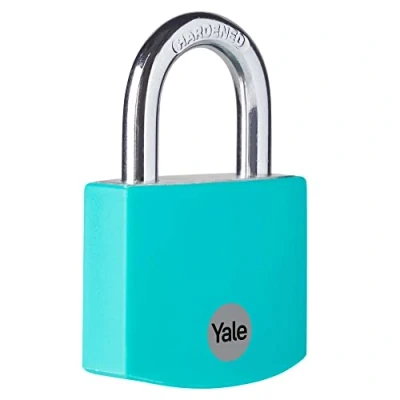 Image of Yale YE3B/38/119/1/TE Standard Security 38mm Aluminium Padlock Teal Open Hardened Steel shackle 3 keys