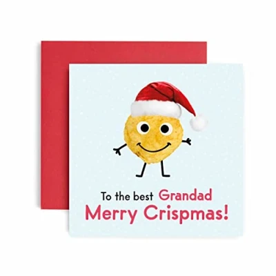 Image of Huxters Merry Crispmas Grandad Christmas Card for him Funny Blank Interior Xmas with Recyclable Envelope Paper (Grandad)