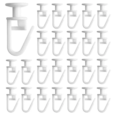 Image of 100 Pcs Curtain Gliders Rail Slider Hooks with Folding Track Glider for 11mm Rails