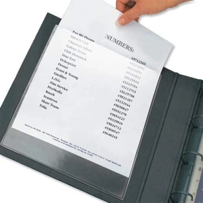 Image of Self Adhesive Clear PVC Pockets. Short &amp; Long Edge Opening. Various Sizes. OfficeID (A4 (302X217mm) Opening)