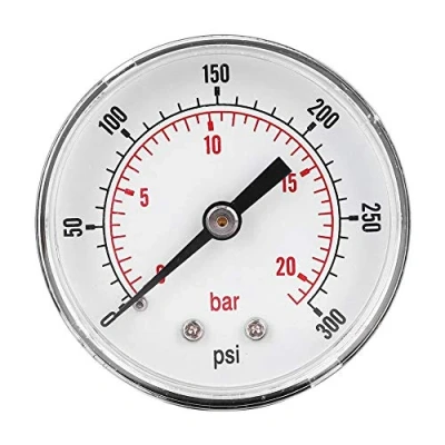 Image of Pressure Gauge, 50mm Dial 1/4 BSPT Axial Gauge for Air, Water, Oil and Gas(0 300psi 0 20bar)
