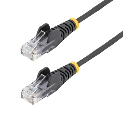 Image of 3 m CAT6 Cable Slim Patch Cord Black Snagless RJ45 Connectors Gigabit Ethernet 28 AWG (N6PAT300CMBKS)