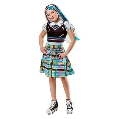 Image of Rubie&#039;s 1000681S000 Frankie Stein Child Costume Monster High Kids Fancy Dress, Girls, Multicoloured, 7 8 Years