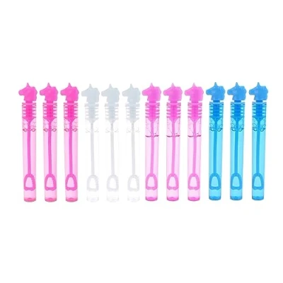 Image of Henbrandt Unicorn Party Bubble Tubes with Wand (Pack of 12) Children&#039;s 4ml Bubbles Loot Bag Fillers Summer Games for Boys and Girls Kids Bags