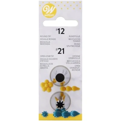 Image of Wilton Round Piping Tip #12 and Open Star #21 Set