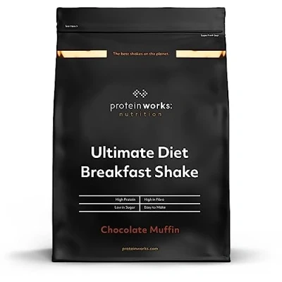 Image of Protein Works Ultimate Diet Breakfast Shake, Low Calorie High Protein, Sugar Breakfast, 18 Servings, Chocolate Muffin, 1kg