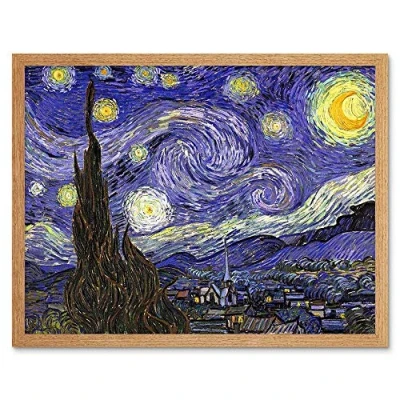 Image of Wee Blue Coo Vincent Van Gogh Starry Night Old Master Painting Art Print Framed Poster Wall Decor 12X16 Inch