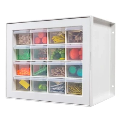 Image of IRIS Small Parts Organizer Sewing and Craft Supplies Storage Cabinet, White, 16 Drawer