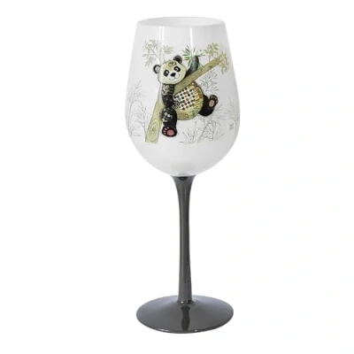 Image of Lesser &amp; Pavey Bug Art Design Fun Animal Colourful Wine Glass Kitten, Highland Cow, Elephant, Owl, Giraffe, Panda, Hedgehog, Sloth or Hare (Pozi Panda)