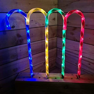 Image of Premier Decorations Christmas Candy Cane Path Lights with LED&#039;s 4 Piece 62cm Multi Colour, JNS_473966