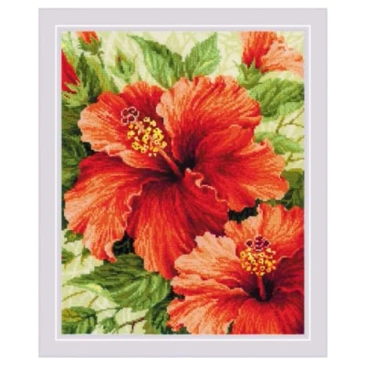 Image of RIOLIS Counted Cross Stitch Kit 15.75 x 19.75 inches Hibiscus (10 Count)